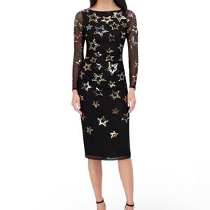 Vince Camuto Black Starry Long Sleeve Dress
